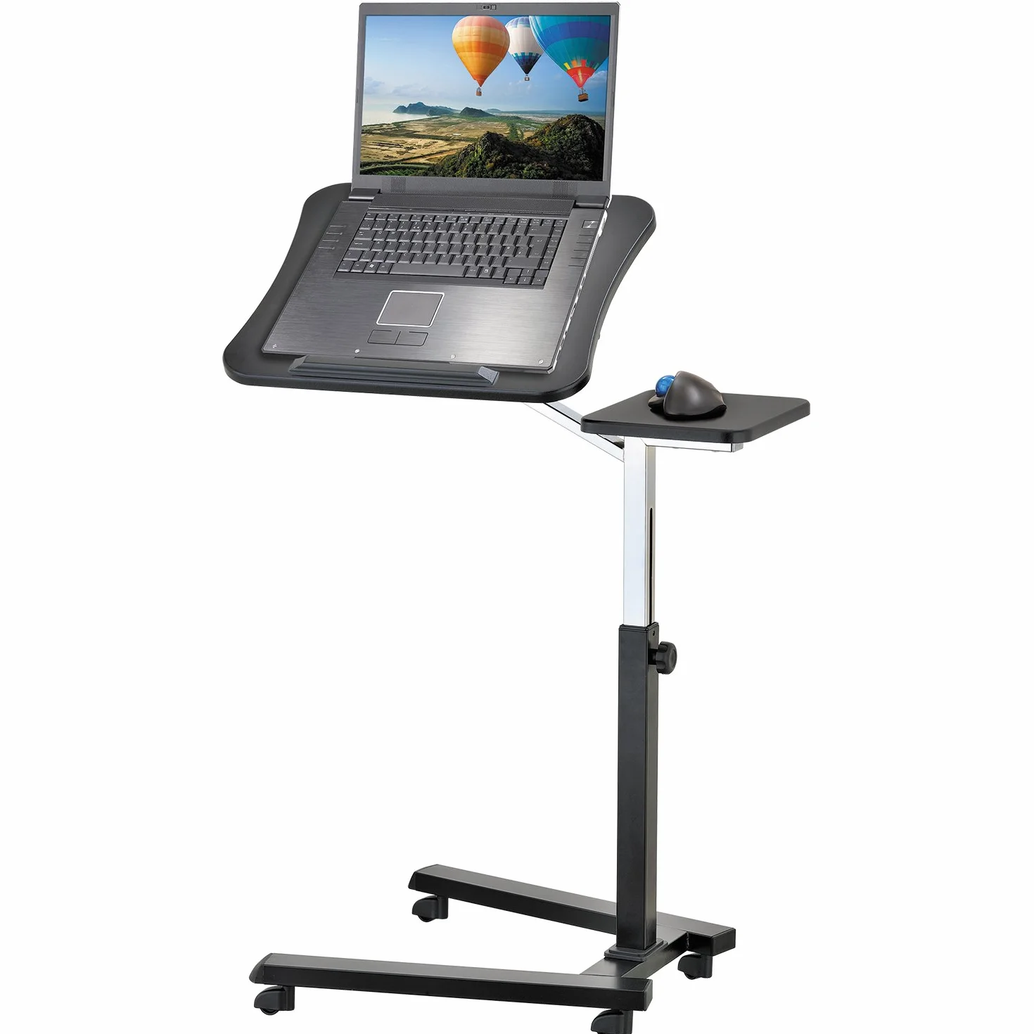 Tatkraft Joy Laptoptisch Höhenverstellbar, Verstellbar, mit Rollen, und Mausablage, Laptoptisch für Bett, Sofa, Stehpult, MDF-Holz, Stahl, Schwarz