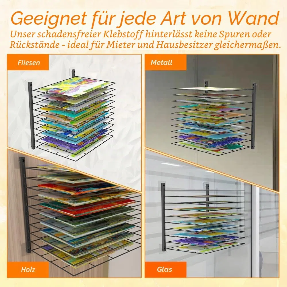 Kunst-Trockenständer, 10 verstellbare Regale, passend für alle Wände, Kunsttrockengestell für Klassenzimmer, Studios und kreative Räume