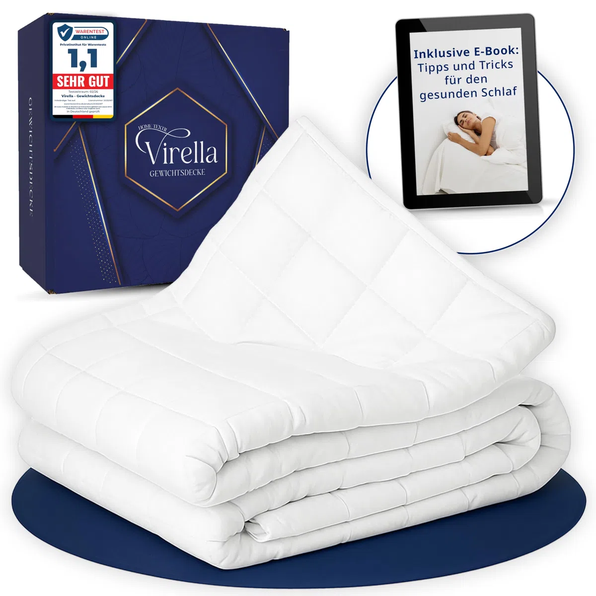 Virella Gewichtsdecke 135x200 7kg 100% Baumwolle Anti Stress Therapiedecke Schwere Decke