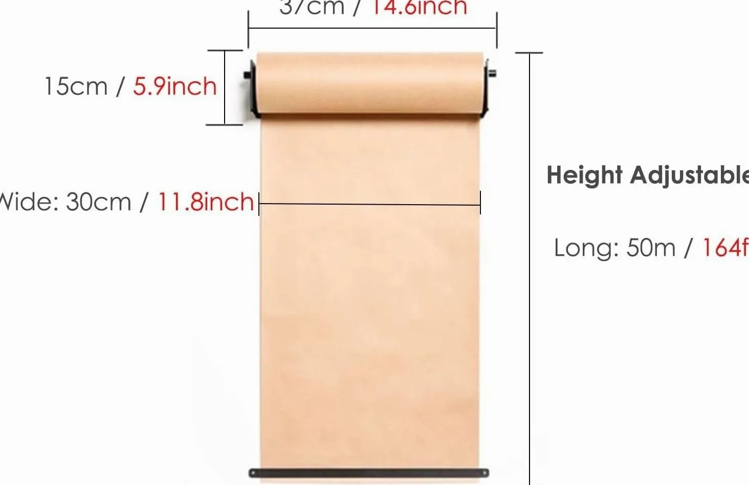 Wandmontierter Kraftpapierspender und -Spender for das Heimbüro Schneider, Wandhalter for Metzgerpapierrollen(37cm/14.6inch Wide)