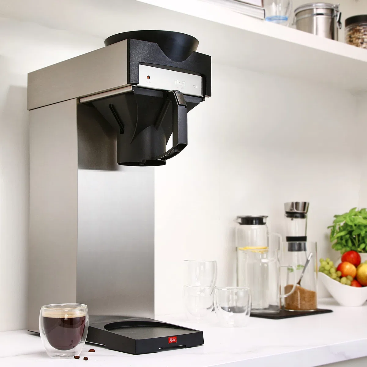 Melitta 20347 Filterkaffeemaschine für Isolierkannen, 170 MT, 2,2l, Edelstahl/Schwarz