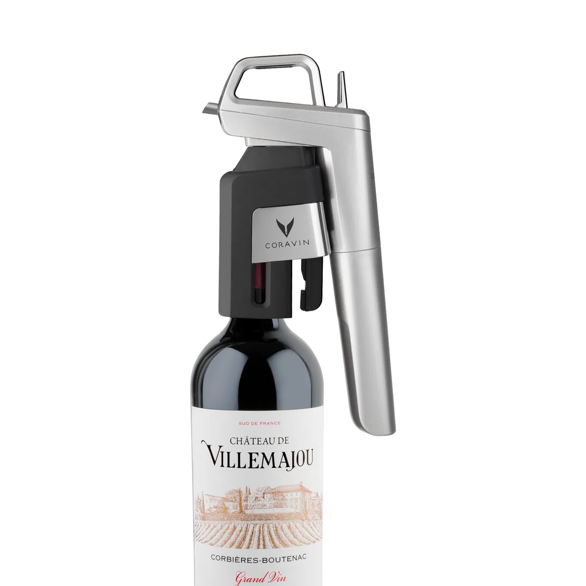 Coravin Timeless Six+ Weinkonservierungssystem | Einfach zu Bedienen & Schützt Wein vor Oxidation für 2+ Jahre | Inkl. Weinbelüfter & Tragetasche, Silber