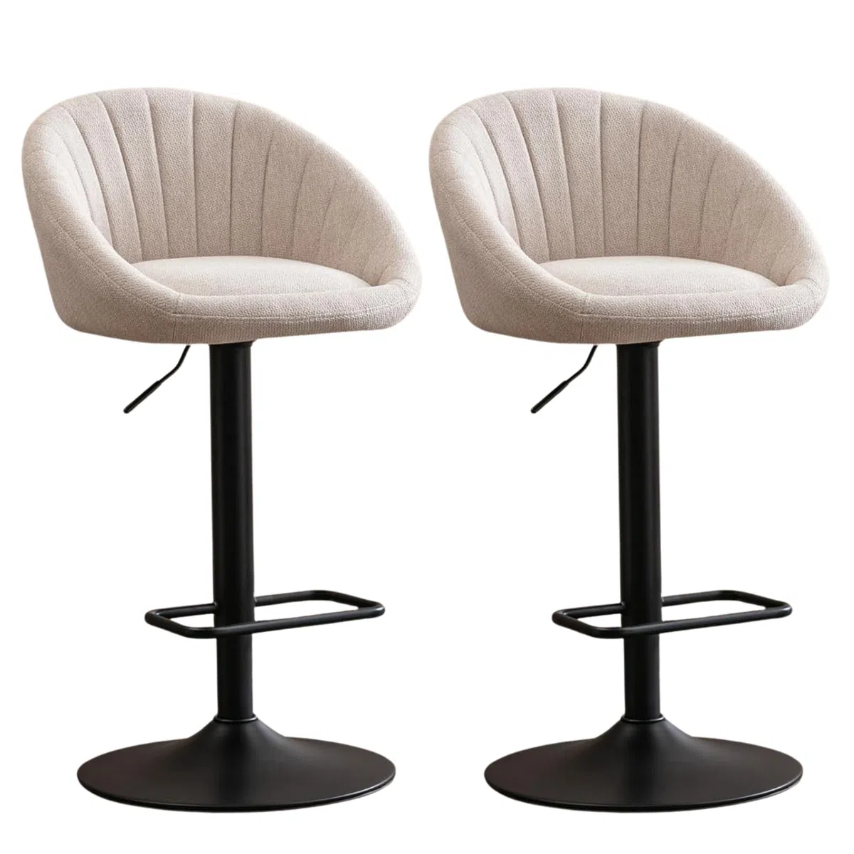 Ya-Home Barhocker 2er Set, Gepolsterter Drehhocker Barstühle höhenverstellbar Küchenhocker aus Handtuch-Stoff Tresenhocker für Küche/Hausbar,Beige
