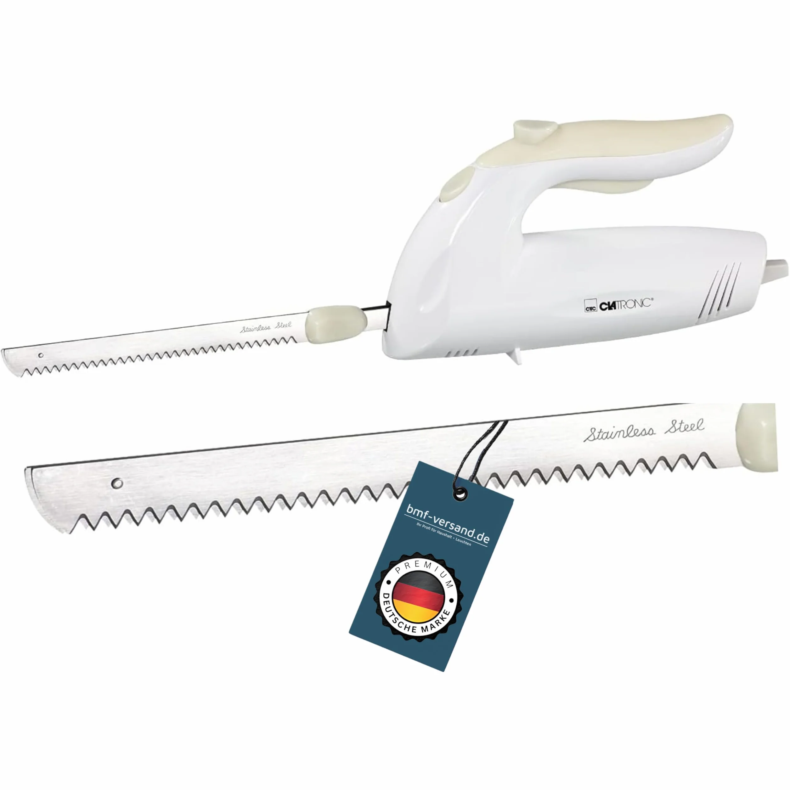 Elektrisches Messer 150 Watt - elektrisches Messer für Fleisch spülmaschinenfest - Doppelklingen Messer elektrisch - elektronisches Messer Profi mit Pflegetuch - Edelstahl Elektromesser