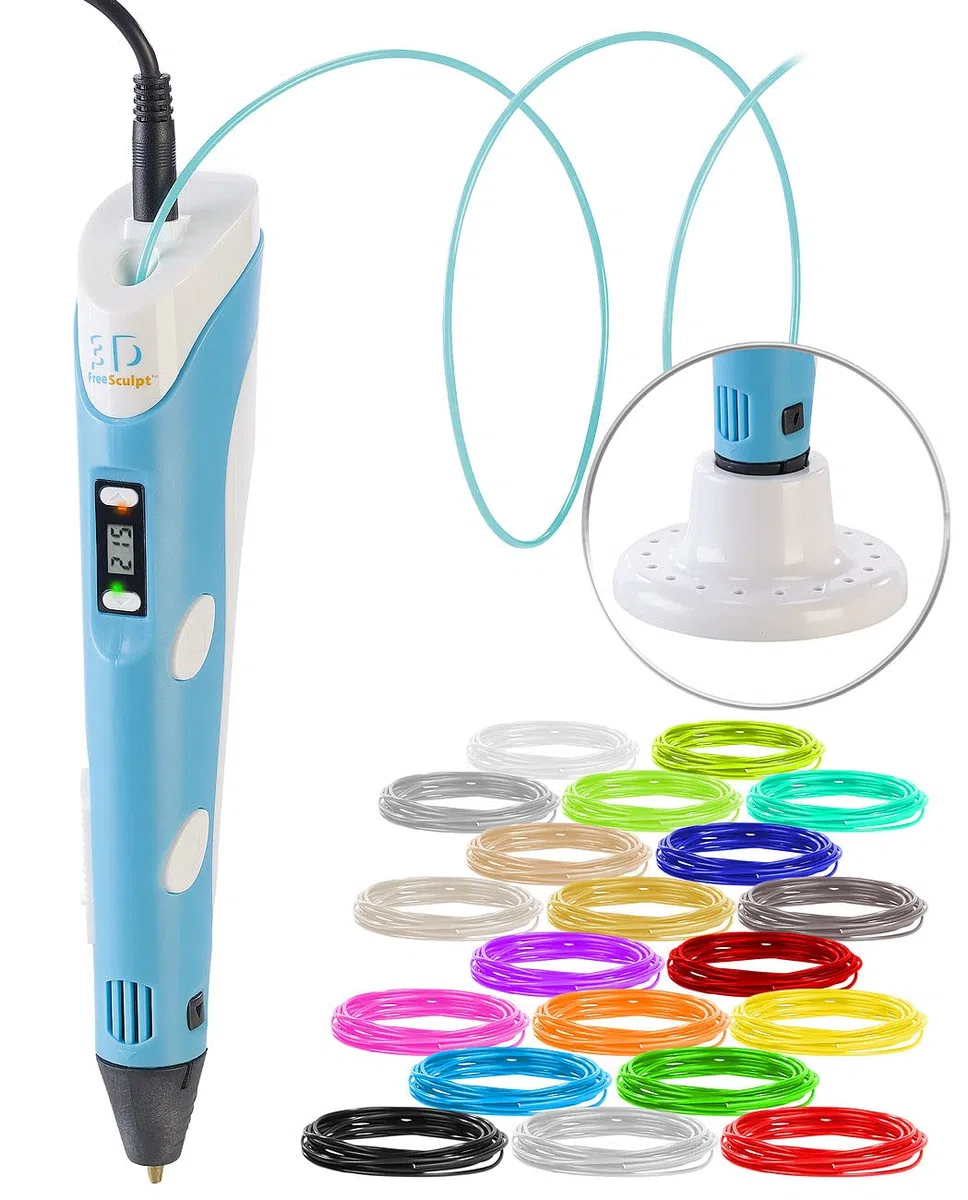 FreeSculpt 3D Druckstift: 3D-Drucker-Stift, USB-Stromversorgung, inkl. 20 PLA-Filamente (Printing Pen, Stift Kinder, wie)