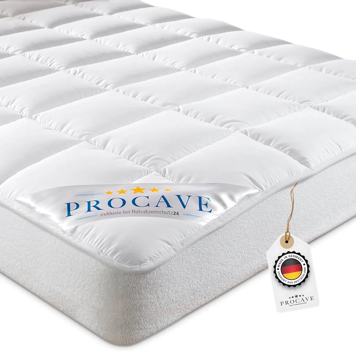 PROCAVE Micro-Comfort Matratzen-Bett-Schoner weiß 180x200 cm mit Spannumrandung | Höhe bis 30cm | Auch für Boxspring-Betten und Wasser-Betten geeignet | Microfaser | 100% Polyester | Matratzen-Auflage