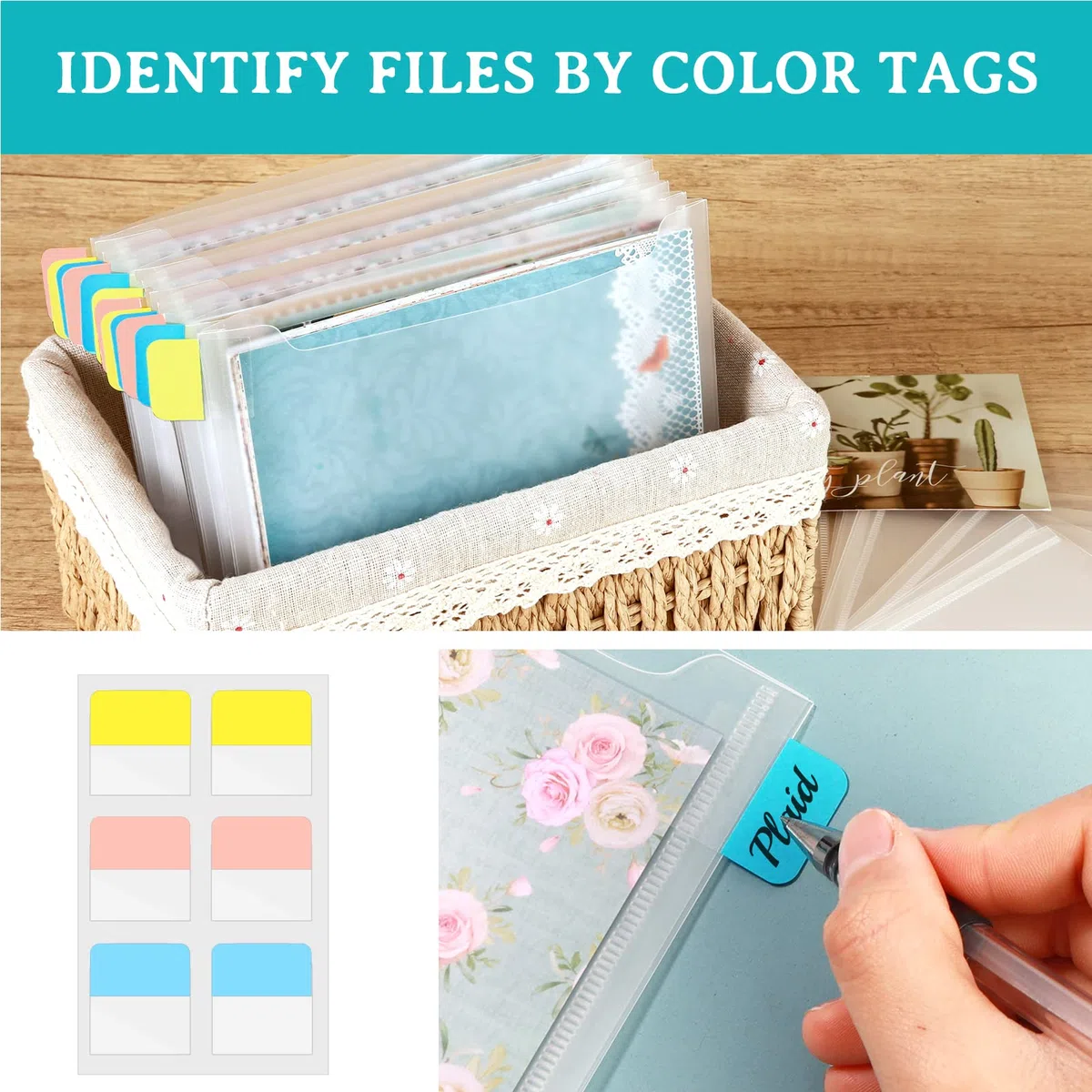 Caydo 36-teilig 6x6 Zoll Scrapbook-Papieraufbewahrung, mit 60-teiligen klebenden Registerkarten zur Aufbewahrung von Scrapbook-Papier, Karton und Vinylfolien