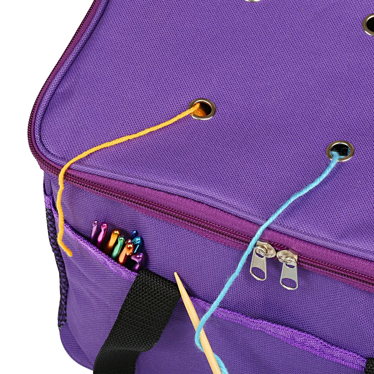 LEMESO STRICKTASCHE ZUR AUFBEWAHRUNG VON Wolle Aufbewahrungstasche für Wolle Stricknadeln Häkelnadeln Set Zubehör zum Transportieren von Strick-/Häkeln