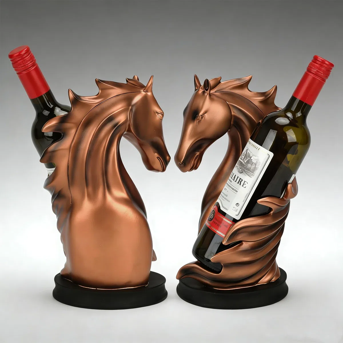 Pferde-Weinregale Freistehender Weinflaschenhalter Tierornamente, Hochwertige braune Pferdestatue aus Kunstharz Dekorativer Aufbewahrungsorganizer für Zuhause, Küche, Kneipe, Veranstaltungen Hochzeit,