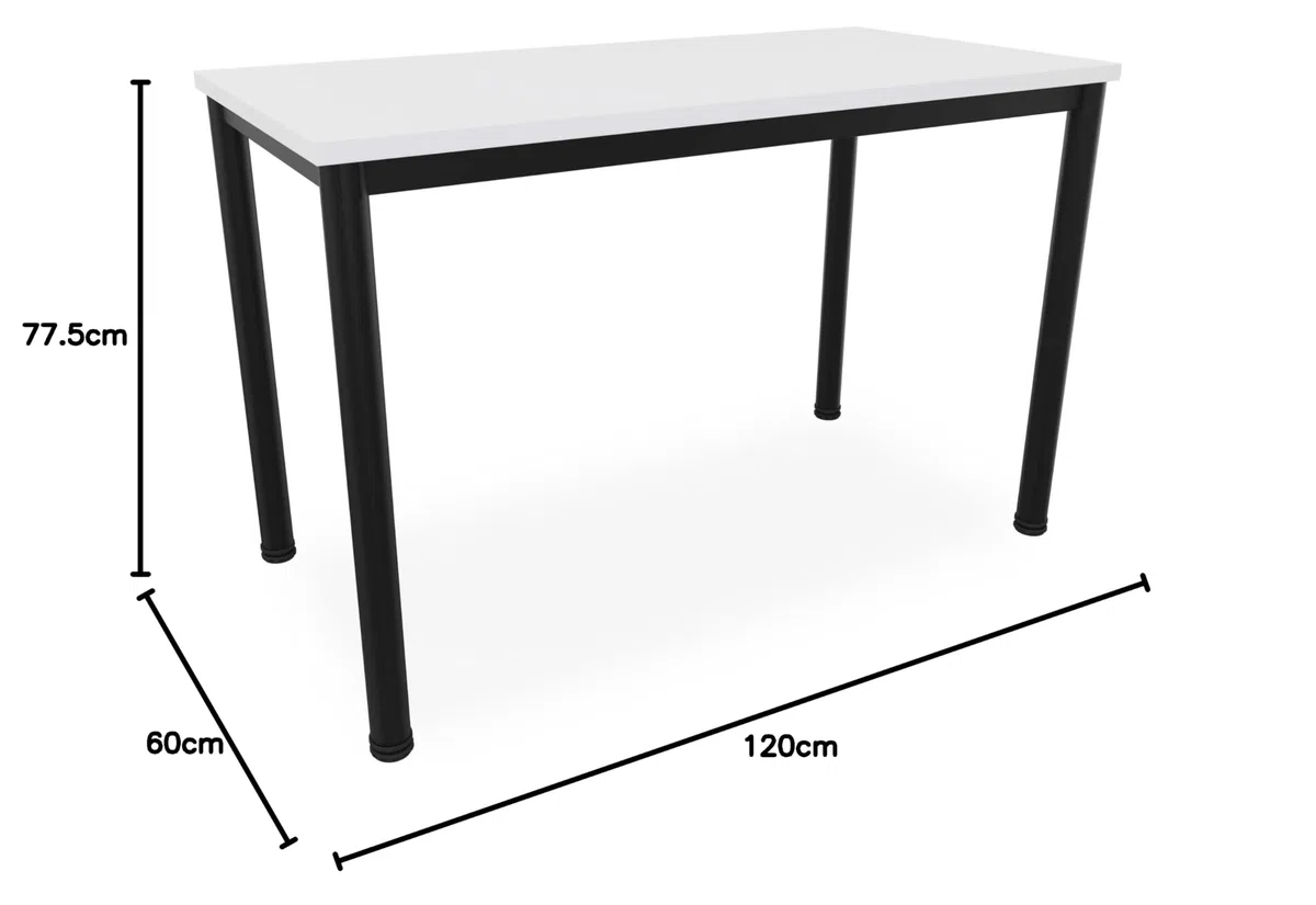 Schreibtisch u. Besprechungstisch mit schwarzem Tischgestell | Konferenztisch Bürotisch Computertisch Mehrzwecktisch Arbeitstisch PC-Tisch Homeoffice-Tisch (weiß, 120 x 60 x 77,5 cm)