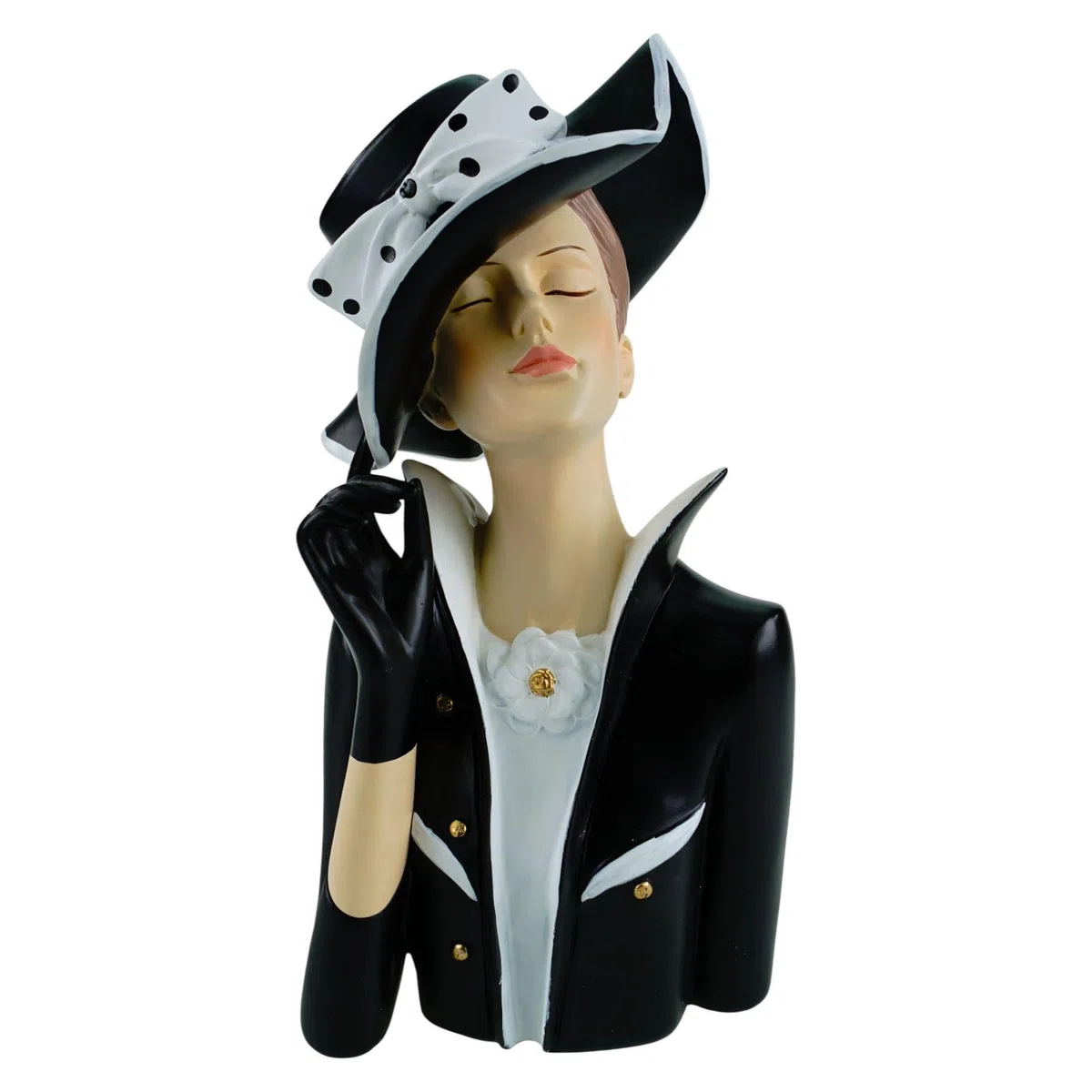 formano Deko Büste Dame modern Dekofigur Frauenbüste Polyresin Handbemalt 28 cm Stilvolle Wohnaccessoires in Weiß-Schwarz Elegante Tisch- & Regaldekoration