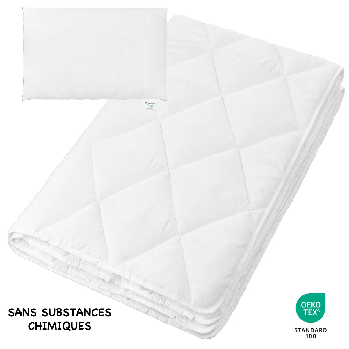 Kinder-Bettdecke 120 x 170 cm für alle Jahreszeiten + Kissen 40x60 cm - Bettdecke + Kissen für Bett 80 x 160 cm Weich und bequem - Ohne Chemikalien (120x170cm + 40x60cm (Bett 80x160cm))