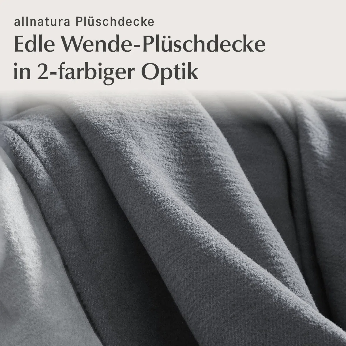 allnatura große flauschige Baumwoll-Plüschdecke Cotona-Double 140x200 cm in Grau, Made in Germany - nachhaltige Sofadecke 100 % Bio-Baumwolle - waschmaschinenfeste Wohndecke Couchdecke