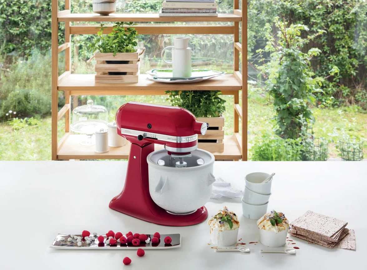 KitchenAid Zubehör Speiseeisbereiter - 5KSMICM - Eismaschine Aufsatz für KitchenAid Küchenmaschine - 1,9L - Schüssel