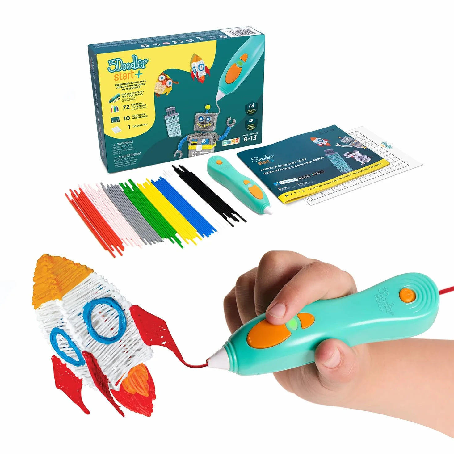 3Doodler Start+ Essentials: 3D Zeichenstift für Kinder, STEM-Lernspielzeug, ab 6 Jahren