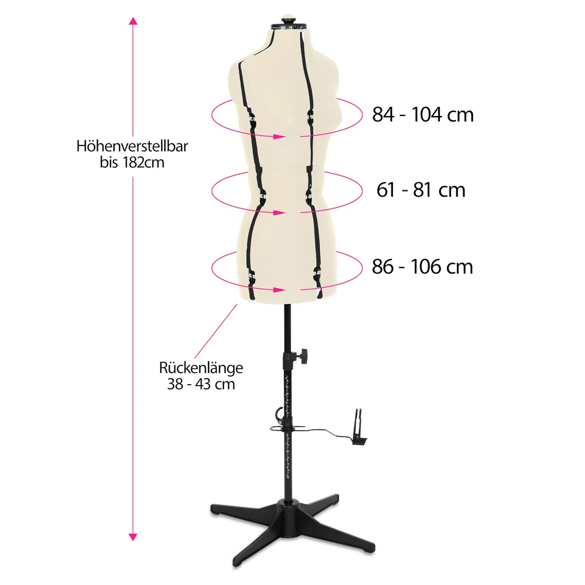 Schneiderpuppe Supa Fit Damen Gr. S (34-42), weiblicher Torso, Büste, verstellbare Drehregler, individuelle Anpassung an Hals, Taille, Brust, Hüfte (beige, S)