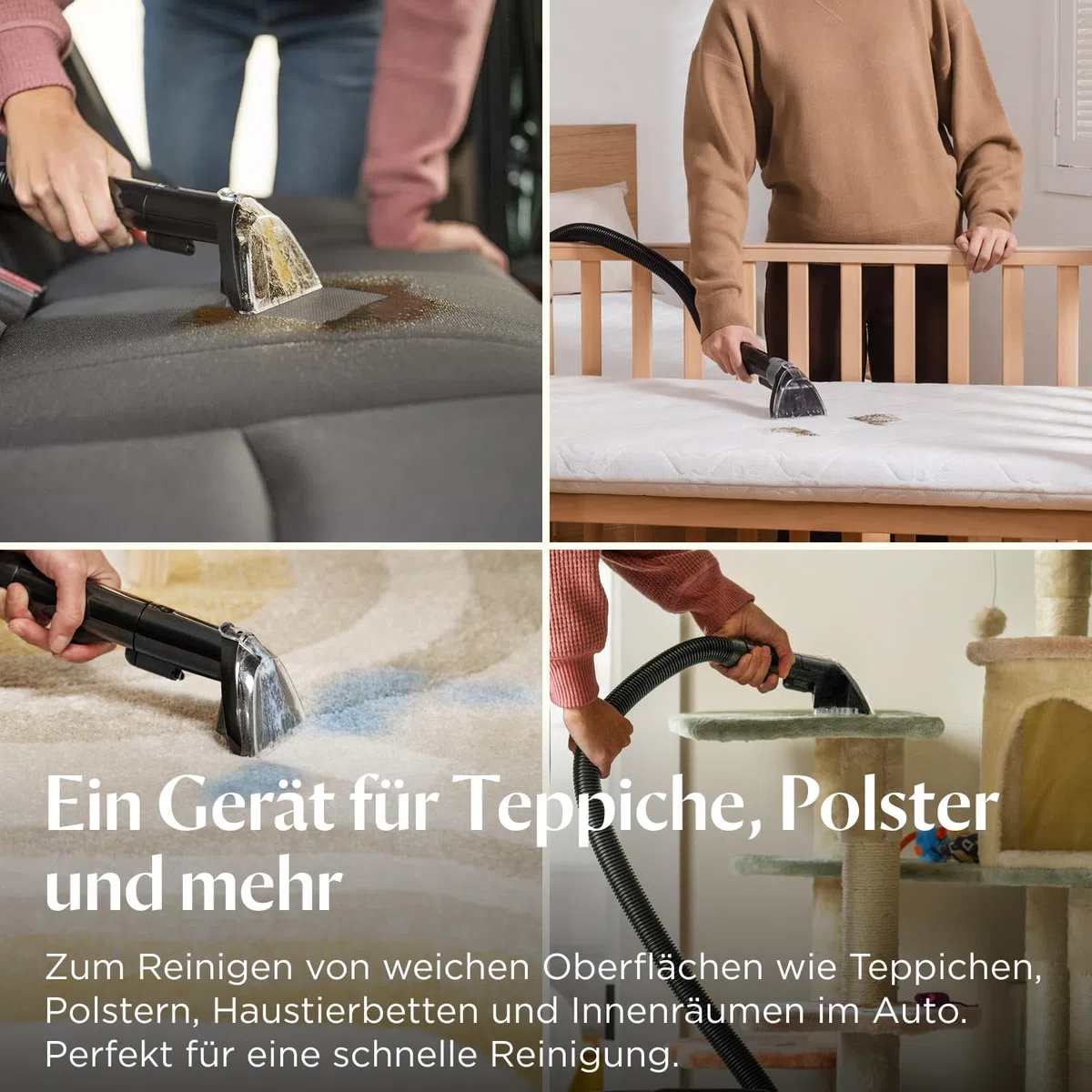 BISSELL SpotClean ProHeat Advanced Teppichreiniger und Polsterreiniger Gerät, Nasssauger und Waschsauger, 1125W Motor, kompakte Multiflächenreinigung, leistungsstark gegen Flecken, mit Kabel, 3924N