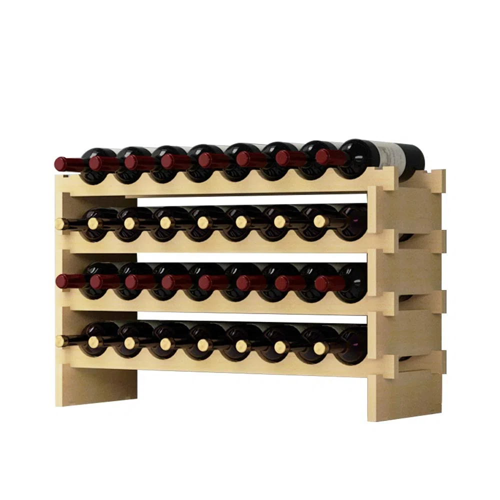SogesHome Flaschenregal Weinregal Stapelbares Weinregale 4-Tier Weinlagerung für 32 Flaschen Weinständer Flaschenständer Weinlagerschrank aus Holz