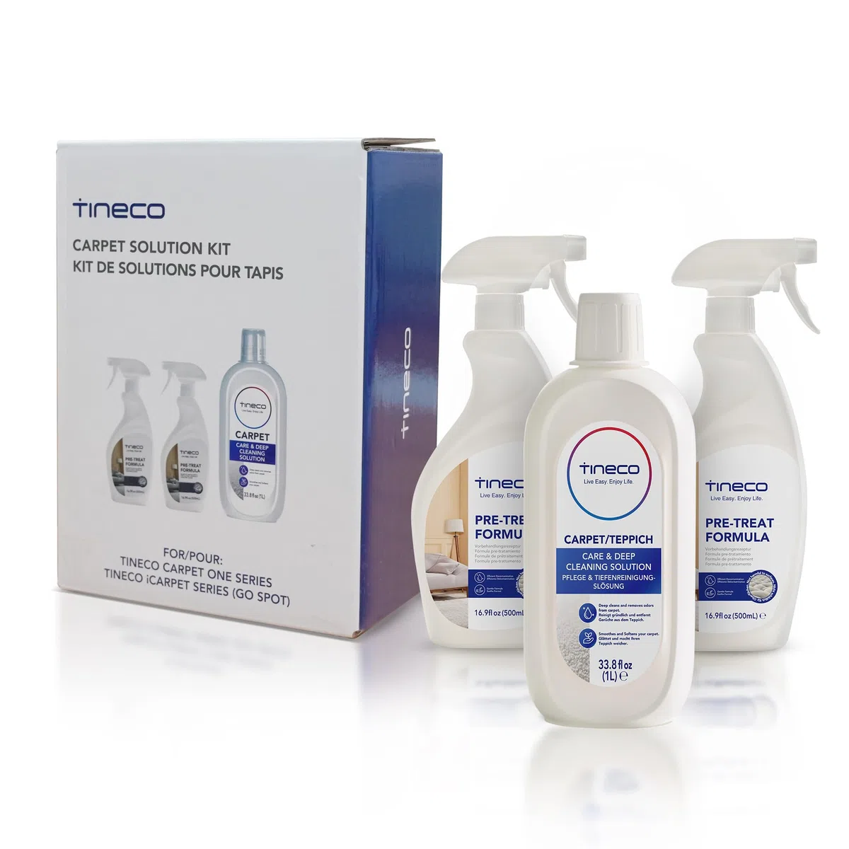 Tineco Teppichreiniger - 2 x 500ml Vorbehandlungslösung und 1 x 1L Teppichpflege Lösung für CARPET ONE Cruiser