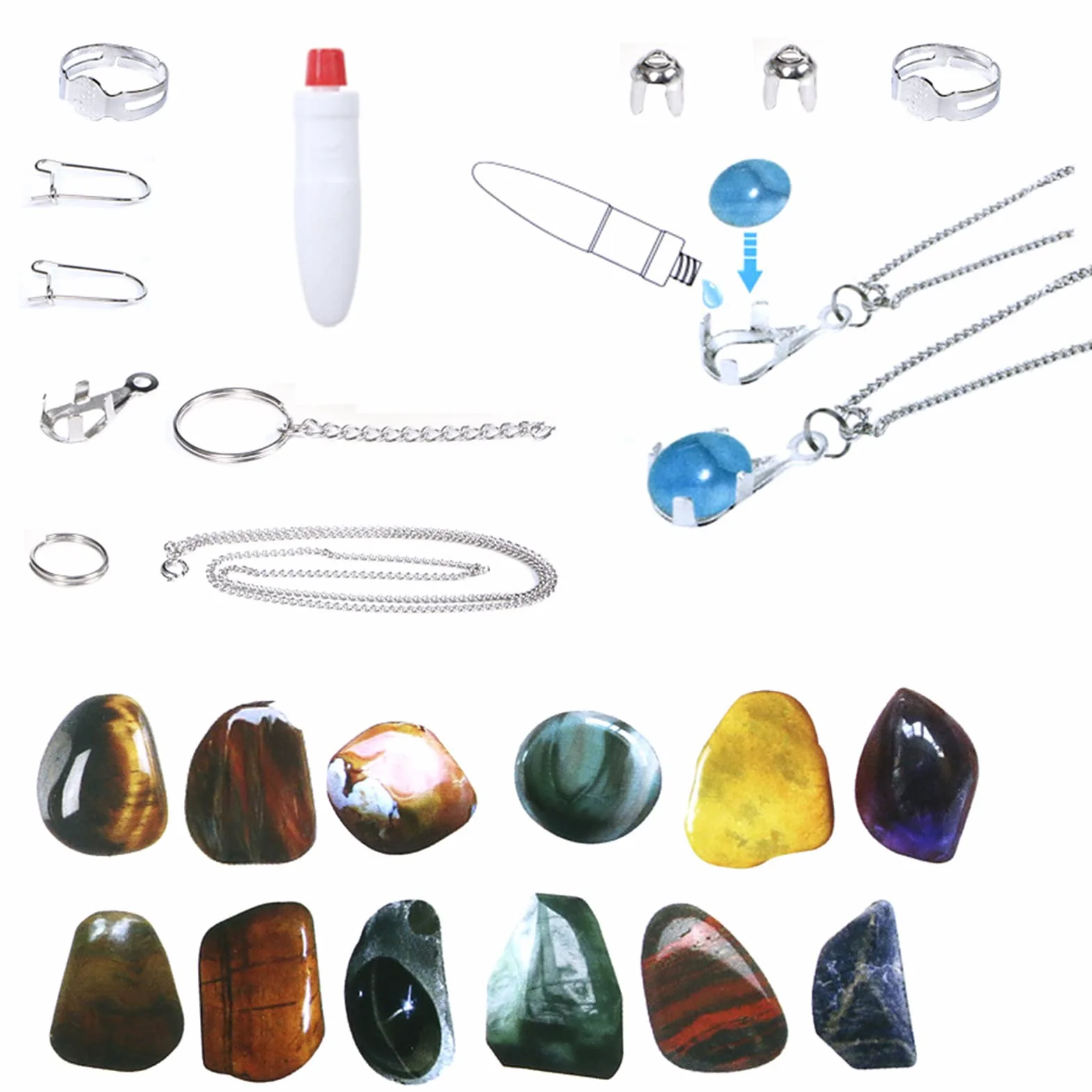 Rock Tumbler Kit, Professionelles Steinbecher Set Poliertrommel Steintrommel Steinschleifmaschine Rock Polisher 7 Tage Zeitmessung Funktion 4 Arten Polierpulver
