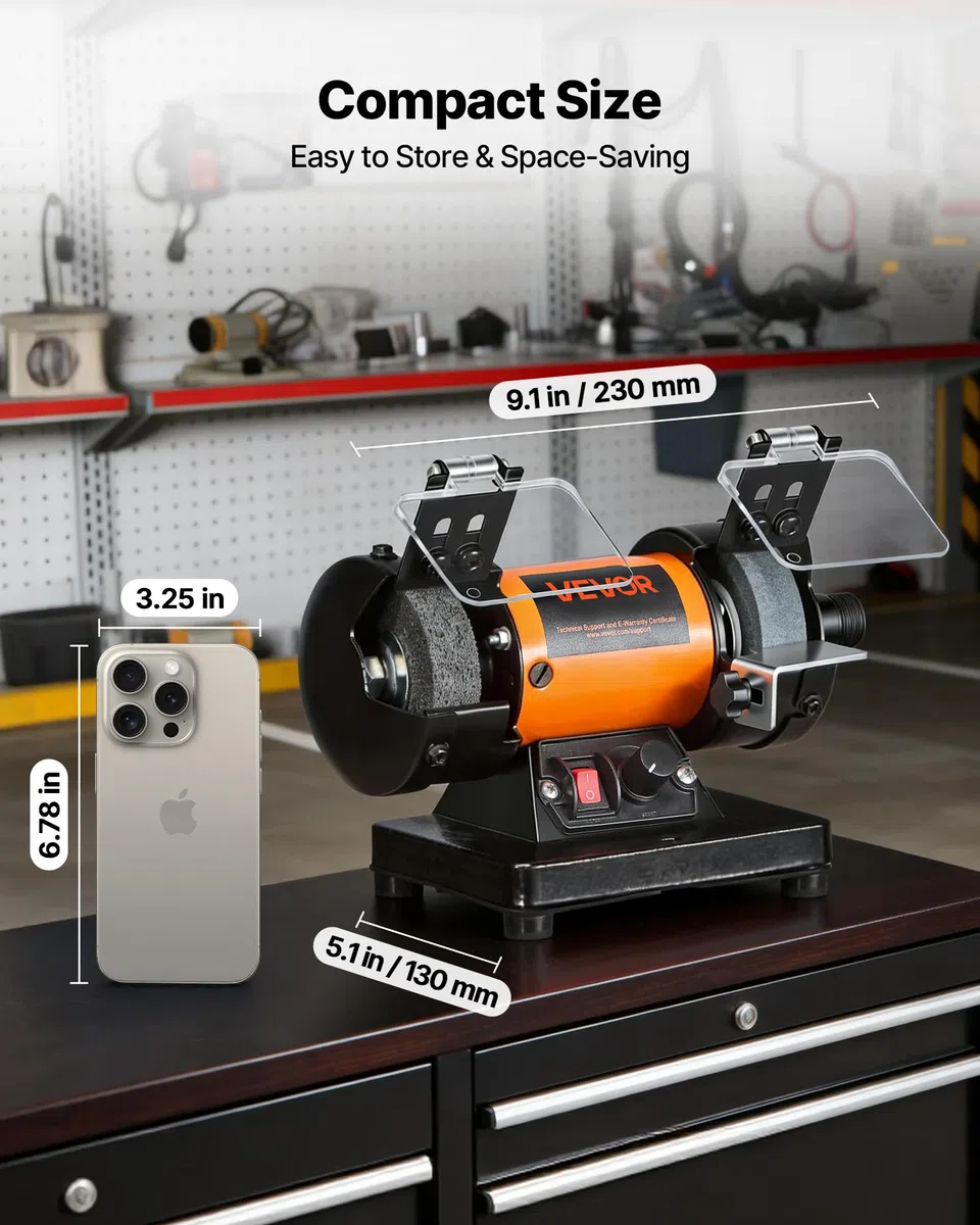 VEVOR Doppelschleifer 8300–10600 U/min Einstellbar, Doppelschleifmaschine mit Schleif-, Faser- & Wollscheiben, 100-tlg. Zubehörset, Schleifbock für Schmuck, Holz, Metall, Rohstein, Jade (DIY)