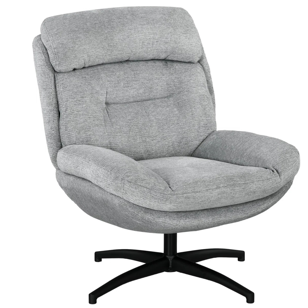 HOMCOM Sessel Wohnzimmer Drehbar Loungesessel mit Breiter Sitzfläche, Dicke Polster Schneidersitz Relaxsessel Lesesessel mit Wasserabweisend Chenille-Optik, Polstersessel für Schlafzimmer Grau