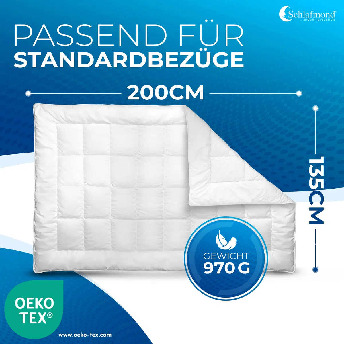 Schlafmond Medicus Clean Ganzjahresdecke 135x200 cm - Wärmeregulierende Allergiker Bettdecke 135x200 - Steppdecke aus Baumwolle - Made in Germany
