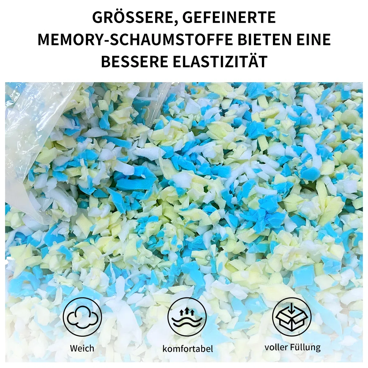 6.6kg Memory Foam-Füllung für Sitzsäcke, Hinzufügen von Gelpartikeln, gemütlich und weich, ideal zum Füllen von Sitzsäcken für Kinder, Kissen, Hundebetten, Sofakissen