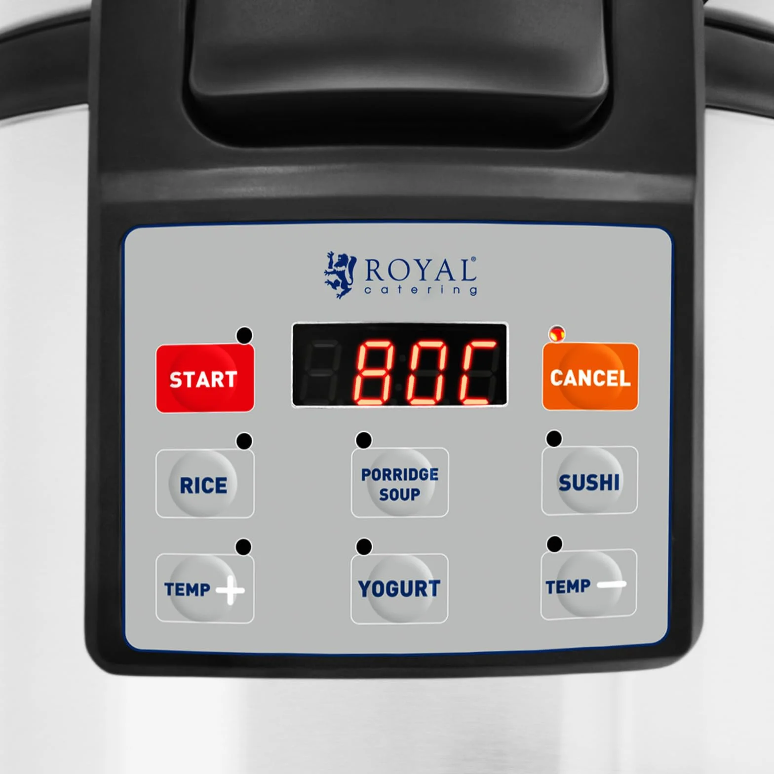Royal Catering Reiswärmer 26 l 110 W 3 Heizzonen digitale Bedienung antihaftbeschichteter Gartopf inkl. Reislöffel Joghurtbereiter Suppenwärmer Speisenwärmer