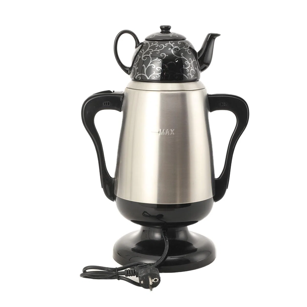 LALABU Samowar-Teebereiter,Elektrischer Samoware Edelstahl 220V, 3,5 Liter Teekocher Samovar Warmwasserbereiter mit Trockenkochschutzfunktion,Schwarz