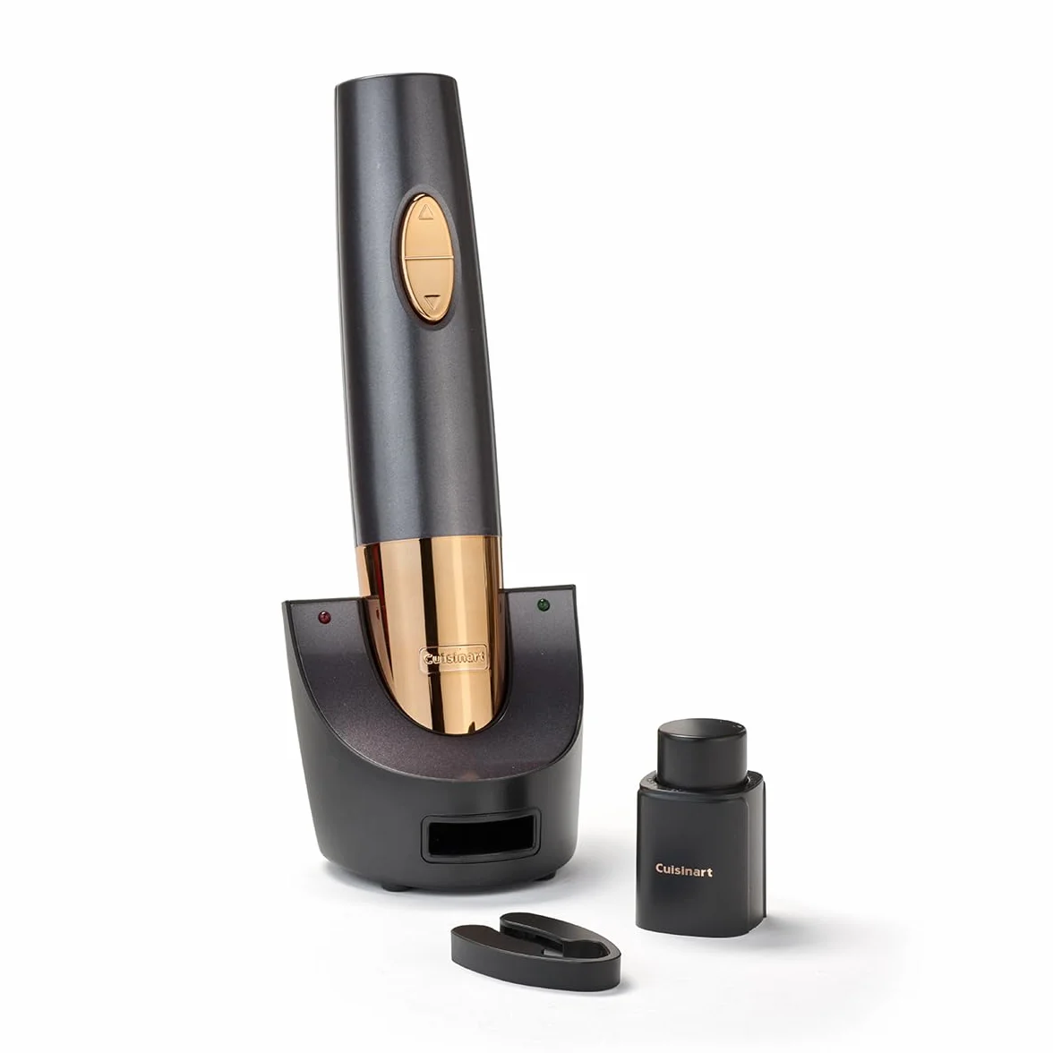 Cuisinart Wiederaufladbarer automatischer Weinöffner mit Vakuumversiegler | Flaschenöffner mit Korkenzieher | bis zu 80 Flaschen | Integrierter Folienschneider | Geschenk für Weinliebhaber | Schwarz
