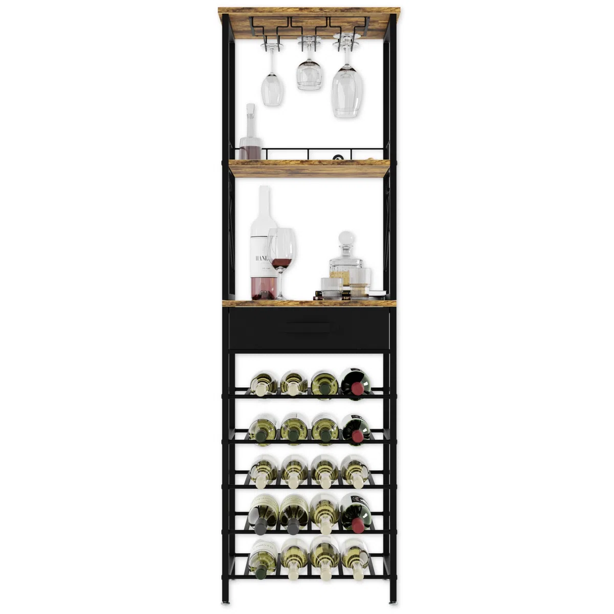 Lenmar, Weinregal aus Metall für Flaschen, 7-30 Flaschen, Wein, Flaschenregal, Kellerregal, Regale, Flaschenhalter Robuste Weinlagerung (LOFT 2-20S)