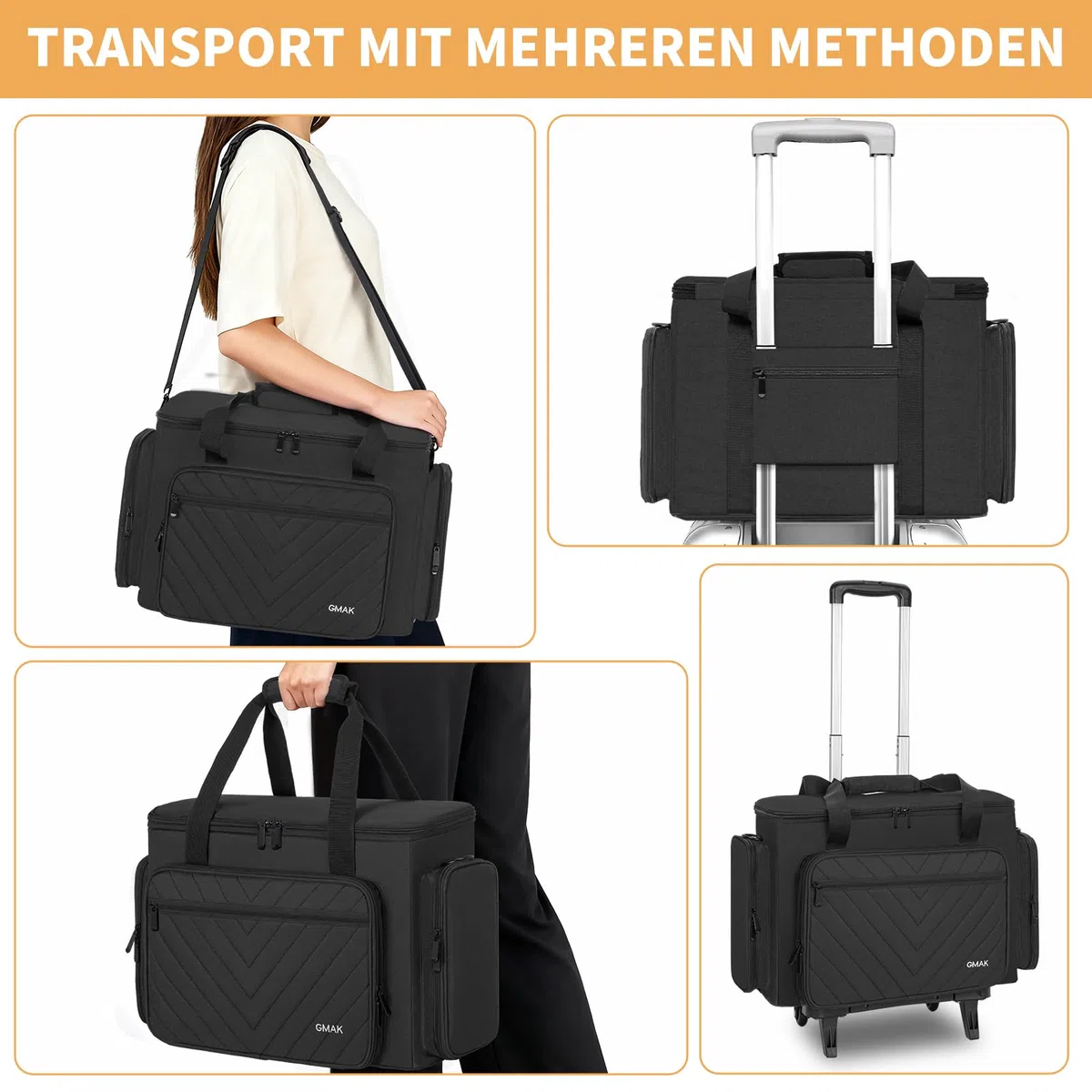 OUUTMEE Nähmaschinentasche,Nähtasche Passend mit Tragegriff und Schultergurt für die meisten in Standardgröße Nähmaschine,Schwarz