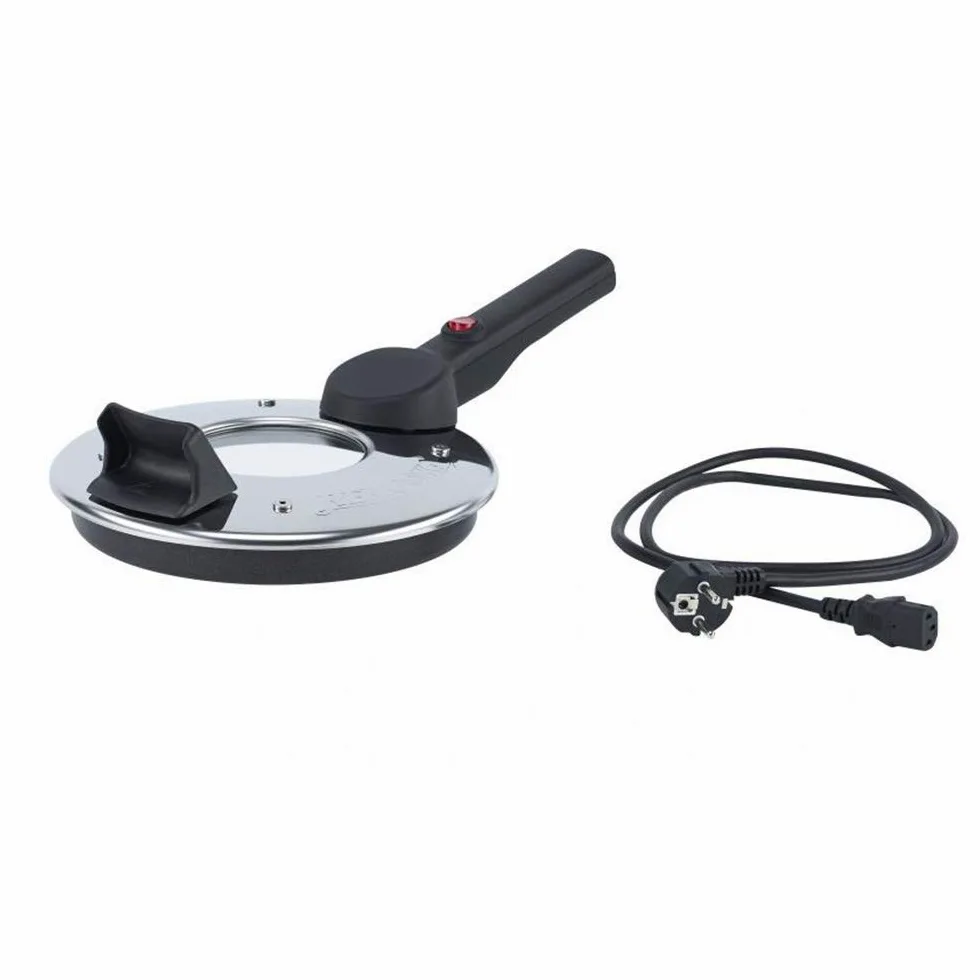REMOSKA PRIMA Backtopf mit elektrischem Deckel | Backen von Fleisch, Brot und süßen Desserts | Multifunktionspfanne | Hergestellt im Tschechischen (2 l / 2 Personen / 400 W/Schwarz - Silber)