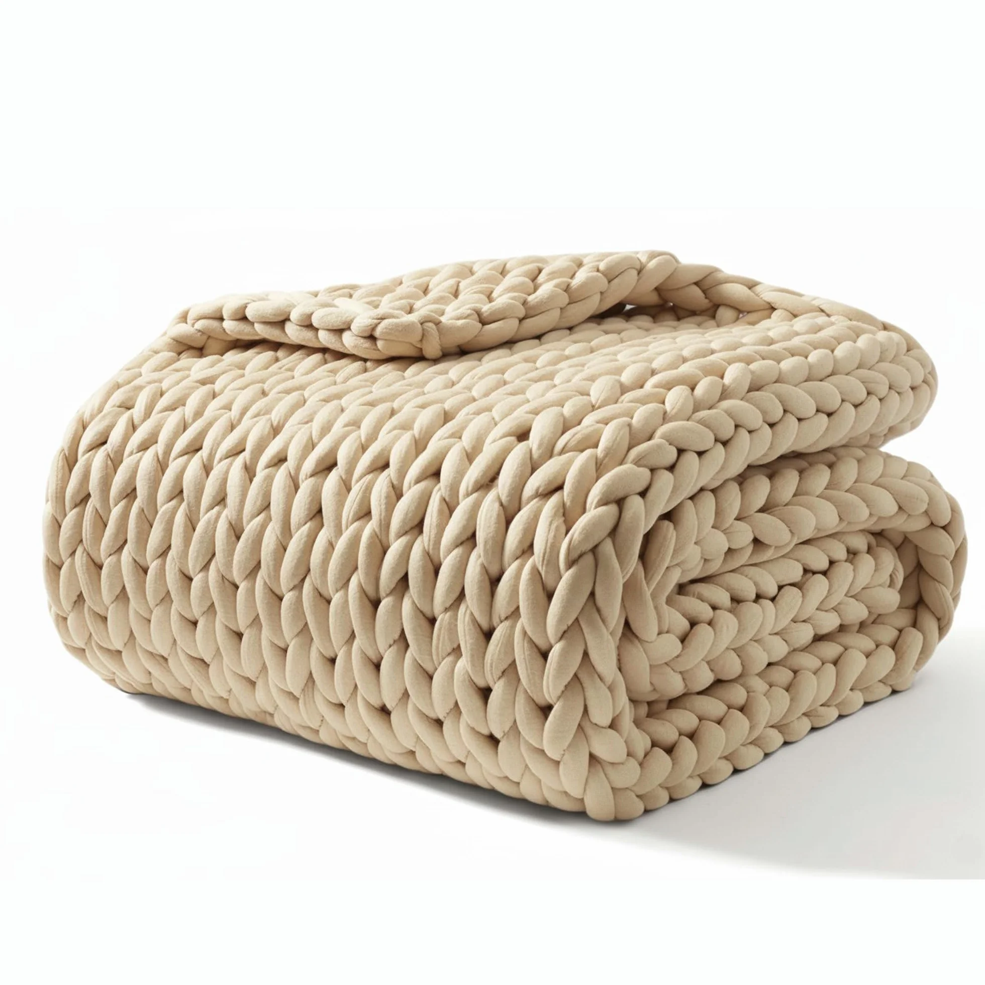 SIESTA Gewichtsdecke Premium Grobstrick Beige 7kg Atmungsaktive Therapiedecke Oeko-TEX Waschbar