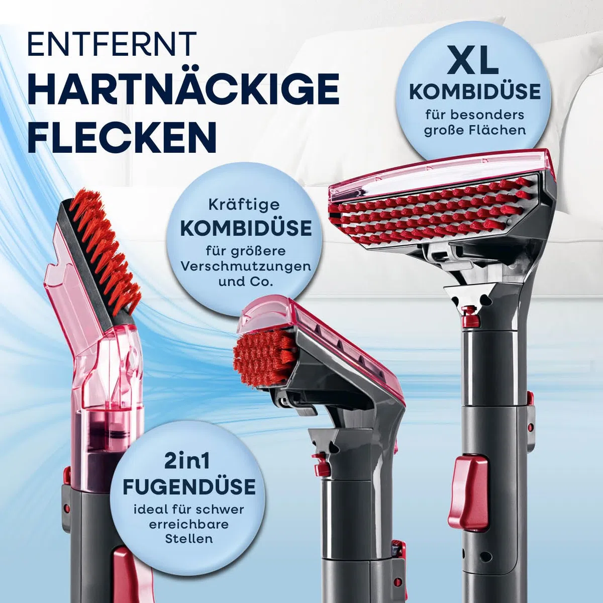 CLEANmaxx Pro Power Polsterreiniger Gerät 600W Rot | leistungsstarker Waschsauger mit Dual-Tank & Selbstreinigung | ideal für Sofa Auto Teppich Polster | starke Fleckenentfernung