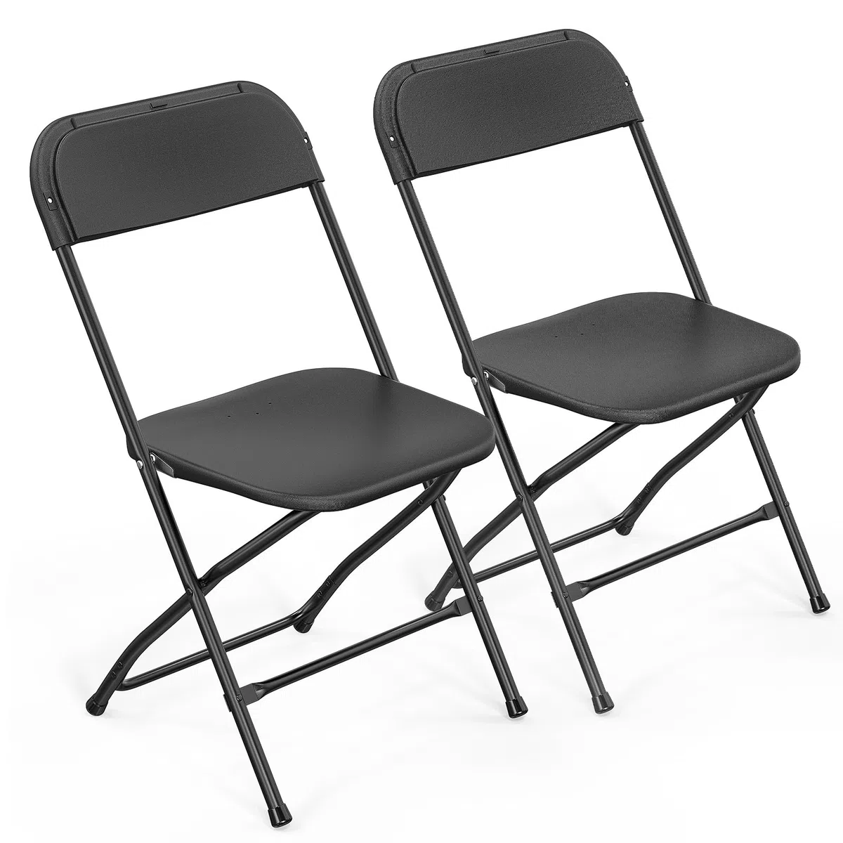 Bonnlo Klappstuhl, Gartenstühle 2er Set, Campingstuhl bis 158KG, Stühle Esszimmer Balkon Büro, Stapelbar, aus Metall & Kunsttoff, Schwarz