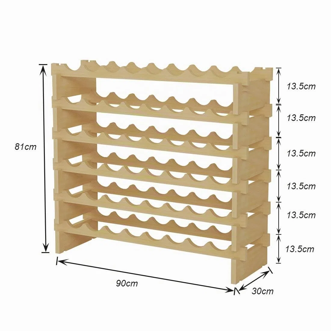 sogesfurniture Weinregal Flaschenregal mit 6 Ebenen für 48 Flaschen Wein Holzregal Weinhalter Weinständer Flaschenständer für Küche, Esszimmer, Bar, 90x30x81cm, BHEU-BY-WS6848M