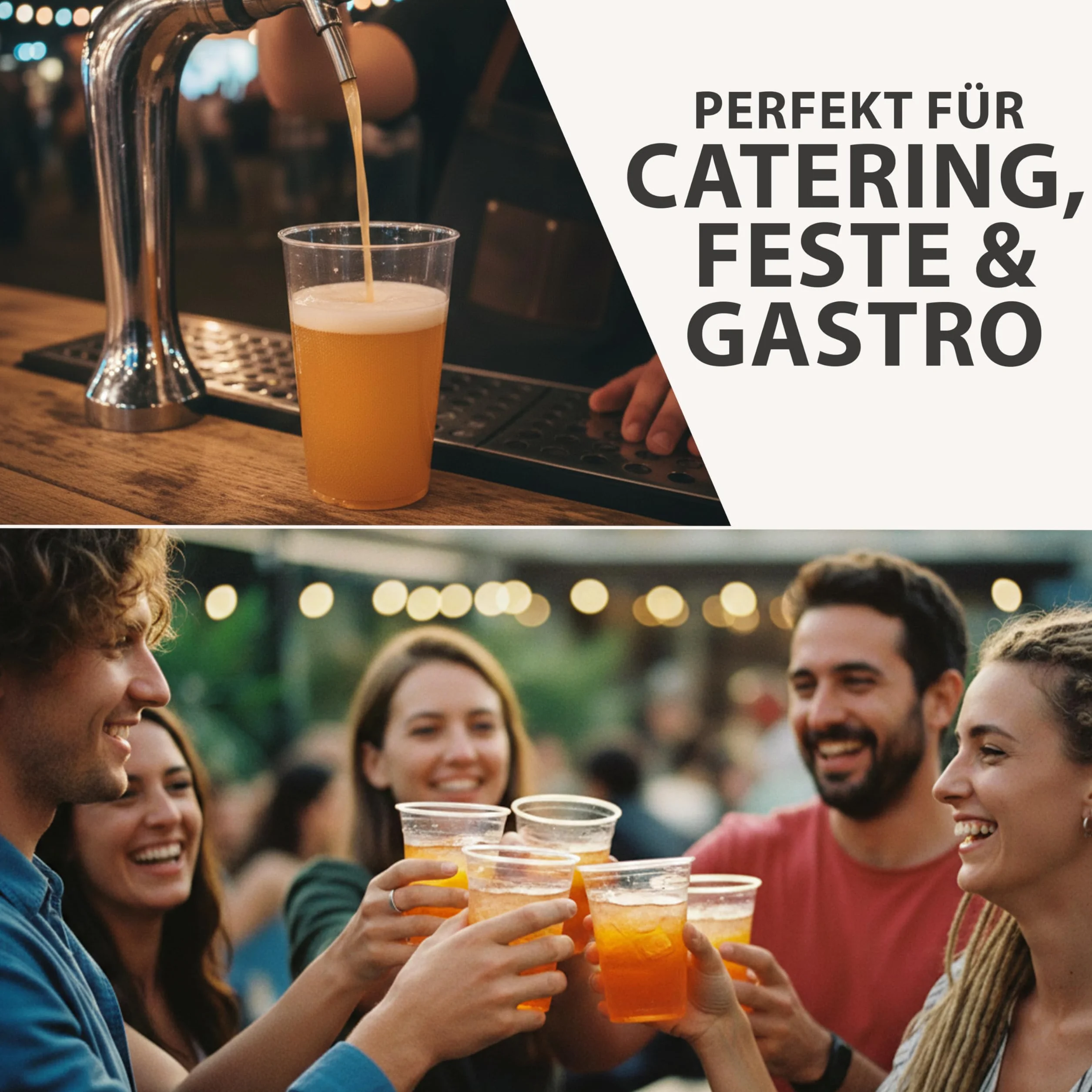 100x Cocktail Plastikbecher 0,3 L – Stapelbare Mehrweg Partybecher - Spülmaschinenfeste Hartplastik Becher für Events, Partys & Gastro