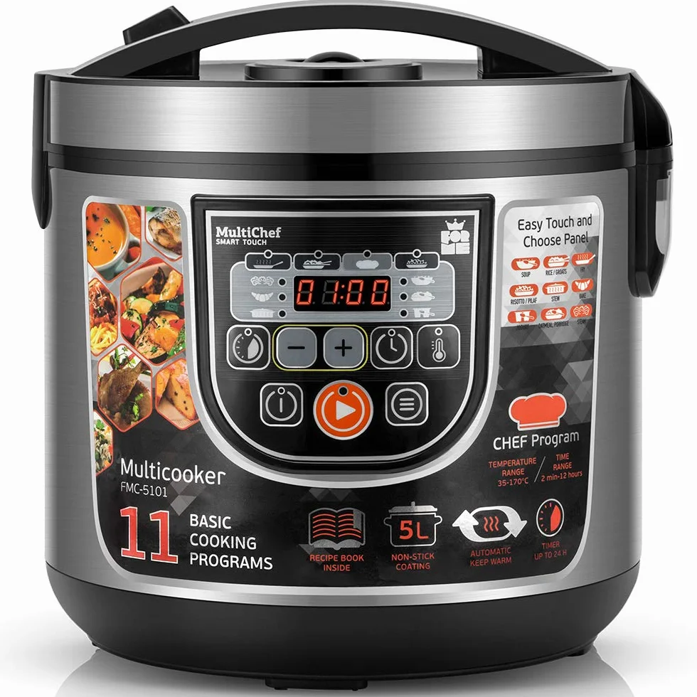 Multikocher FORME Elektrischer Reiskocher mit 11 Programmen 5L 860W LED panel Zeitsteuerung Warmhaltefunktion Multicooker
