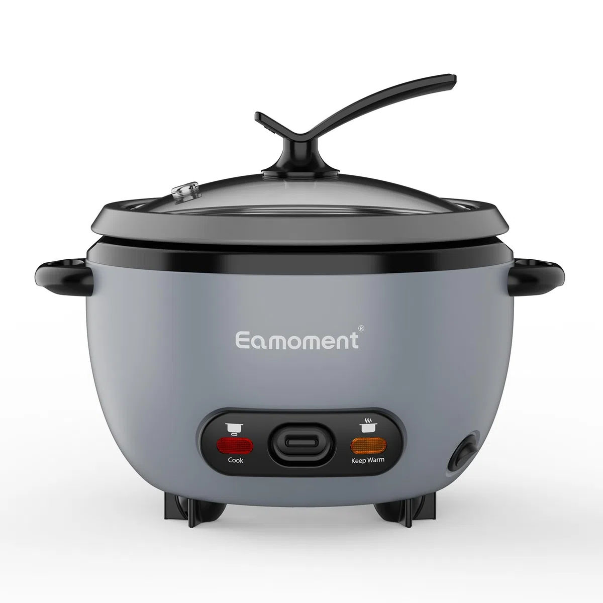ERC-5P07SL 1L | 400W Reiskocher & Schwarzer Dämpfeinsatz Warm & Kochen 1-5 Personen Antihaft-abnehmbarer Topf, Messbecher Spatel, Aufstellbarer Knopf,Silber