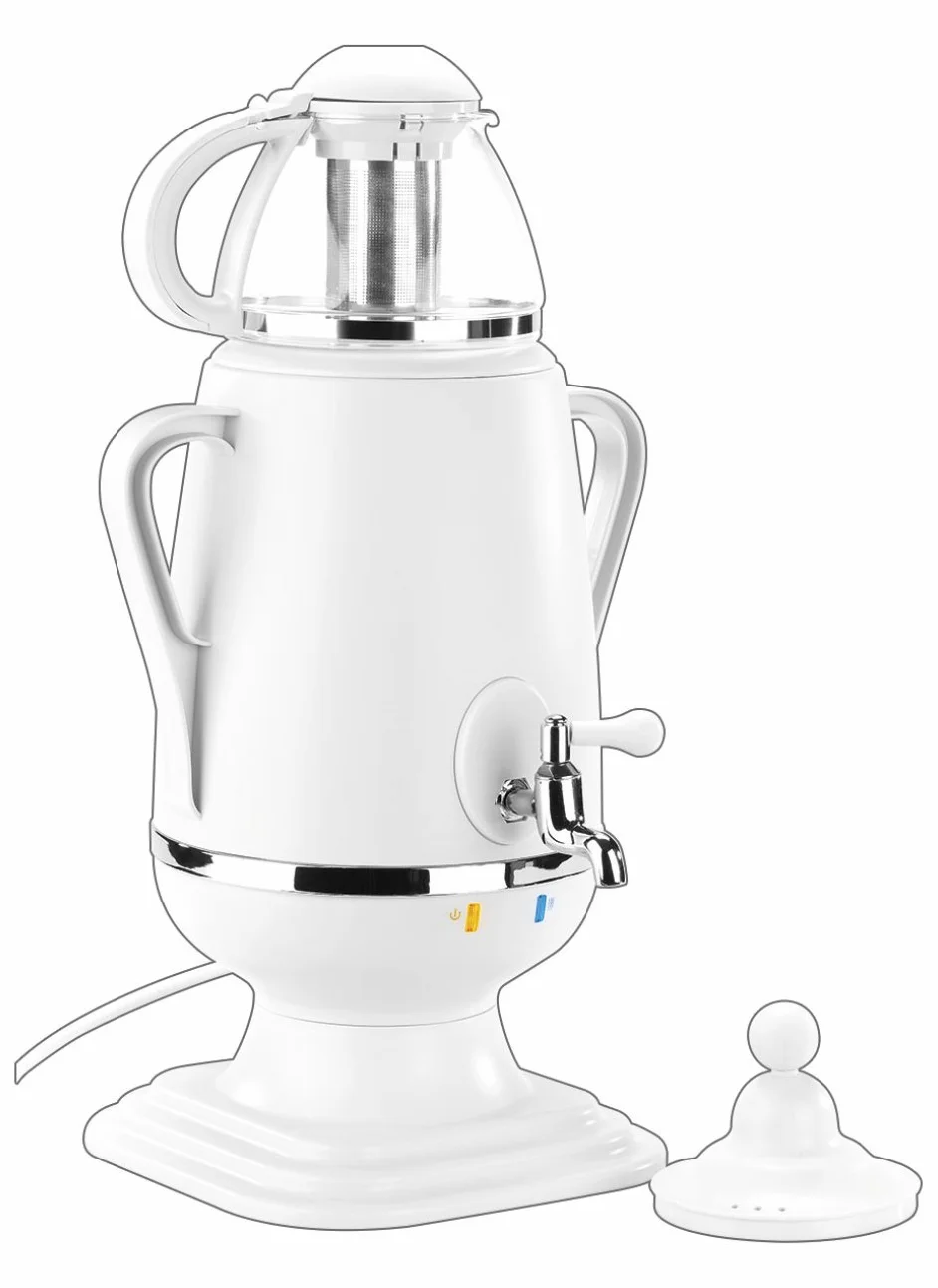 PEARL Semaver: Samowar-Teebereiter mit Glas-Teekanne, 2.300 Watt, 3,5 und 0,5 Liter (Samovar, Samowar elektrisch, aus)