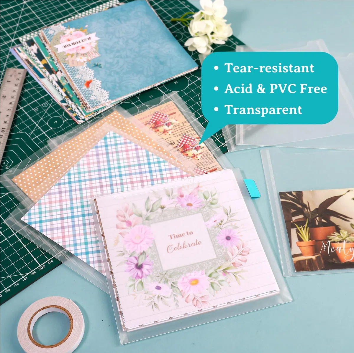 Caydo 36-teilig 6x6 Zoll Scrapbook-Papieraufbewahrung, mit 60-teiligen klebenden Registerkarten zur Aufbewahrung von Scrapbook-Papier, Karton und Vinylfolien