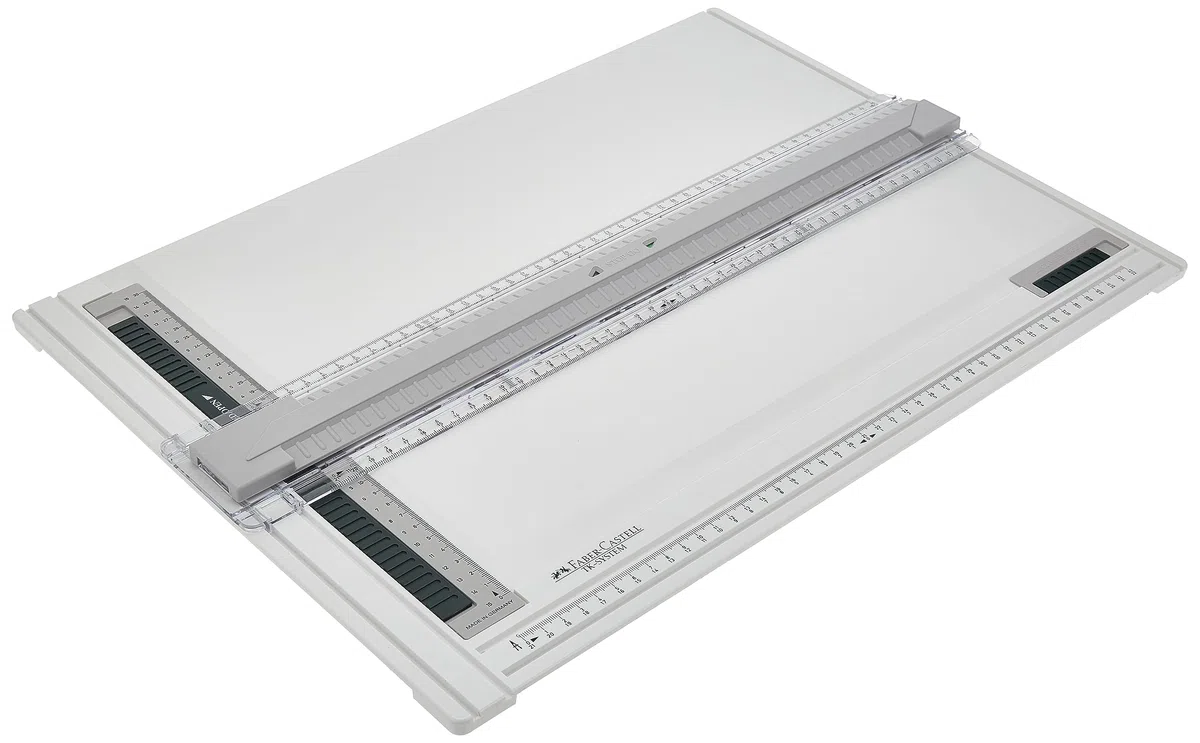 FABER-CASTELL - Zeichenplatte A3 TK-SYSTEM | Zeichenbrett mit Führungsnuten und Zirkelabgriffskala für technisches Zeichnen, Schule, Studium und Ausbildung