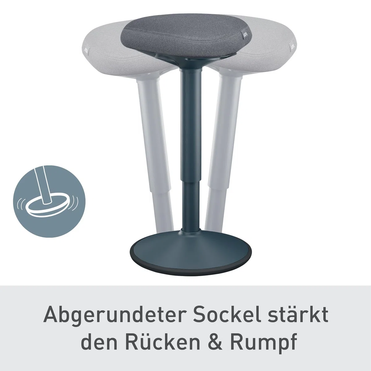 Leitz Ergo Active Stehhocker mit Dual Density Foam Komfortsitz, Bürohocker höhenverstellbar von 57 bis 82 cm, Sitzbezug aus 100% Recycling-Material, Für bis zu 110kg, Ergo-Serie, Dunkelgrau, 65450089