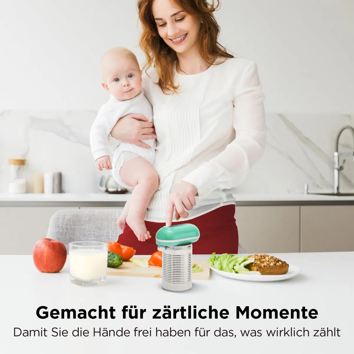 Kitchen Mama Mini Plus Wiederaufladbarer elektrischer Dosenöffner: Kompakt, Aufladen über Typ-C Ladekabel, freihändig, automatische Abschaltung, glatte Ränder, lebensmittelecht (Türkis)