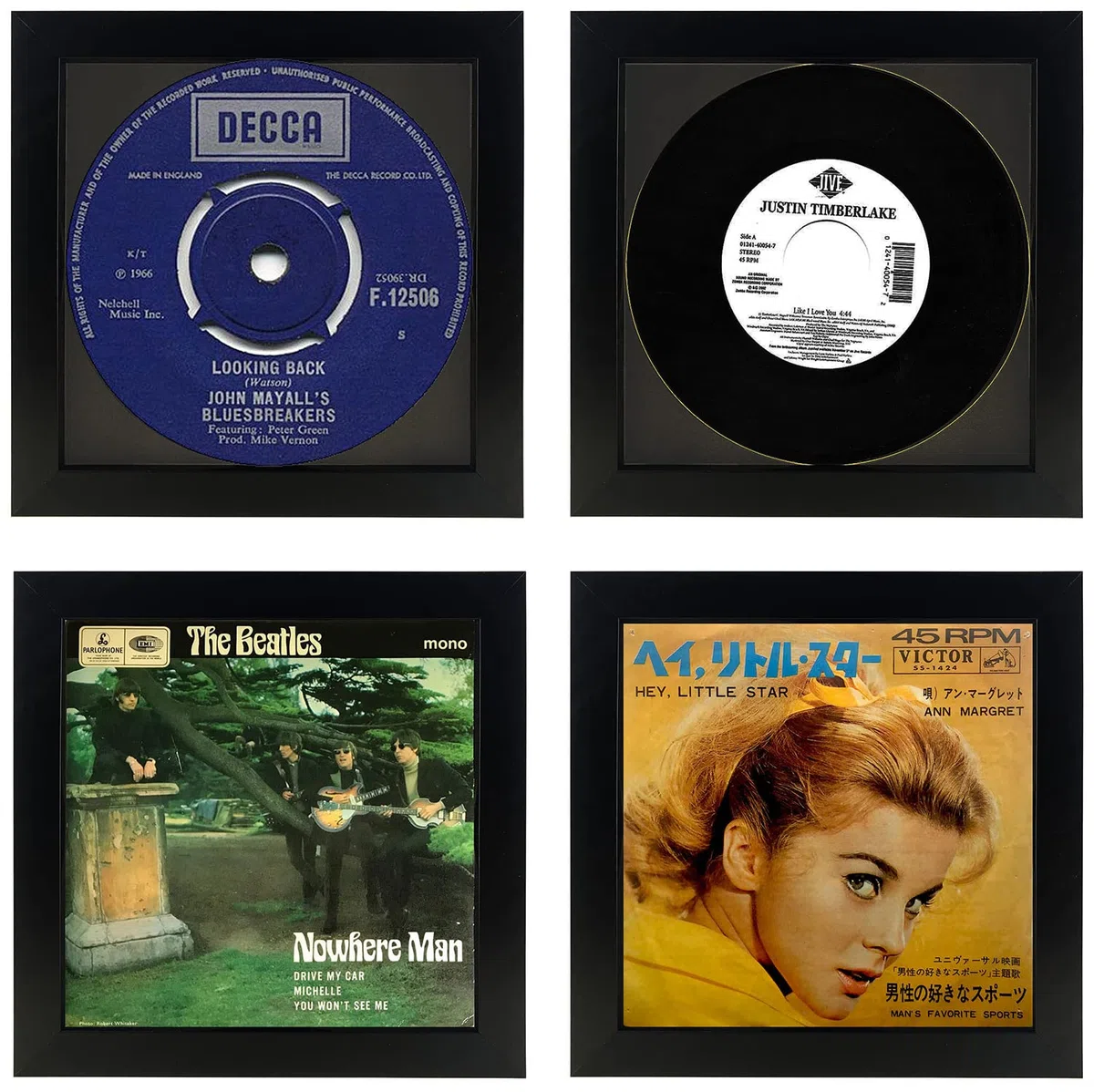 2 Stück, 45 einzelne 16.5 cm Vinyl-Schallplattenrahmen, Displays 17.8 cm Schallplatten mit grauen Matten-Displays, 17.8x17.8 cm, Vinyl-Schallplatten-Albumabdeckung ohne Matte, graue Matte, 2 Stück)