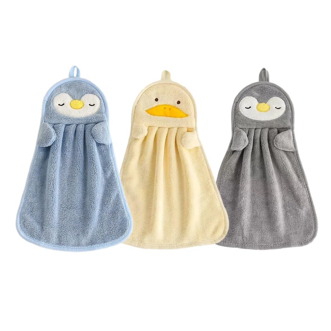 3er-Set Tier-Design Handtücher aus Flauschfleece – Schnelltrocknend & mit Aufhängeöse (37 x 25 cm),Kinderhandtuch, Kleine handtücher