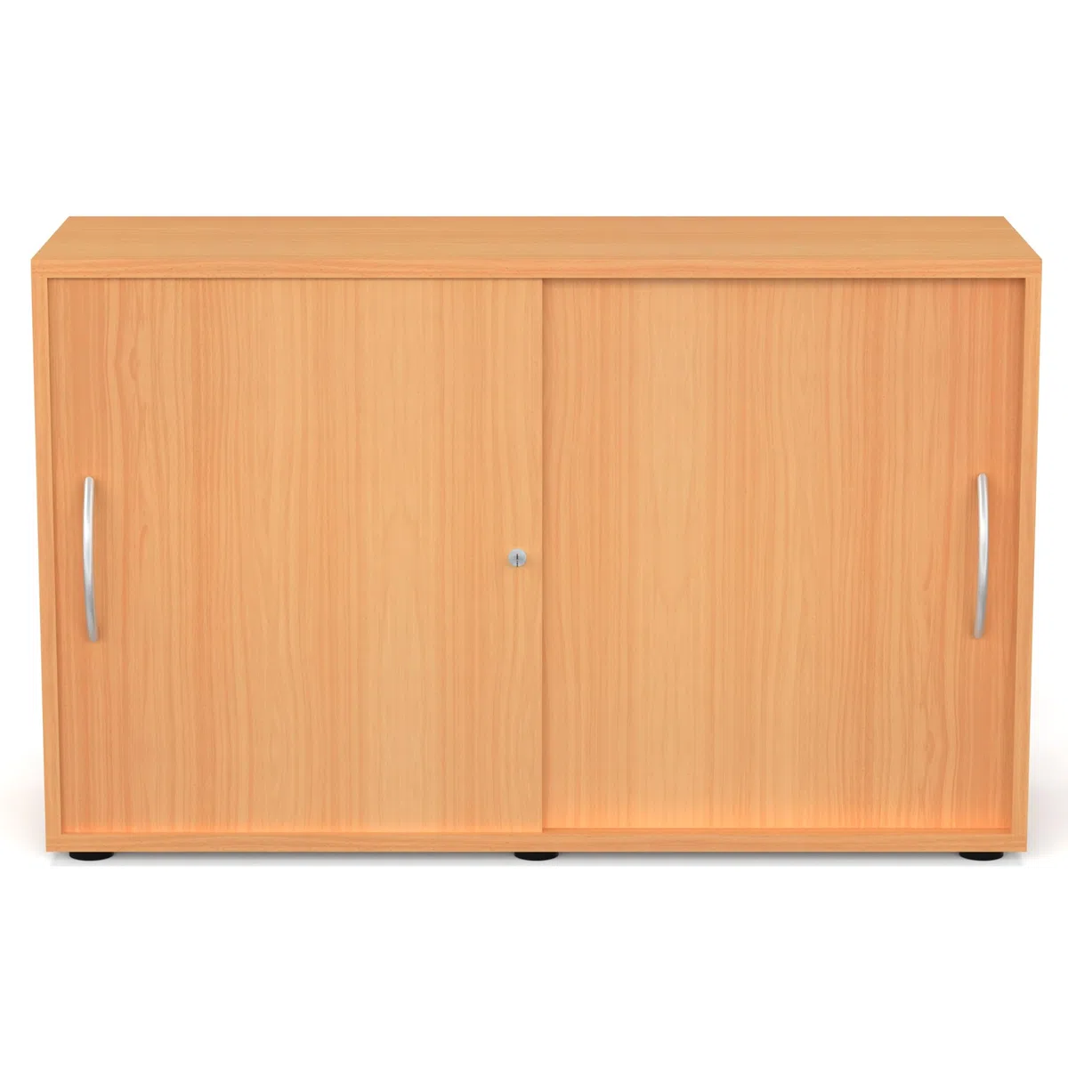 Schiebetürenschrank SLIDO 120×40×75 cm – abschließbarer Aktenschrank 2OH in Buche mit Metall-Bogengriff