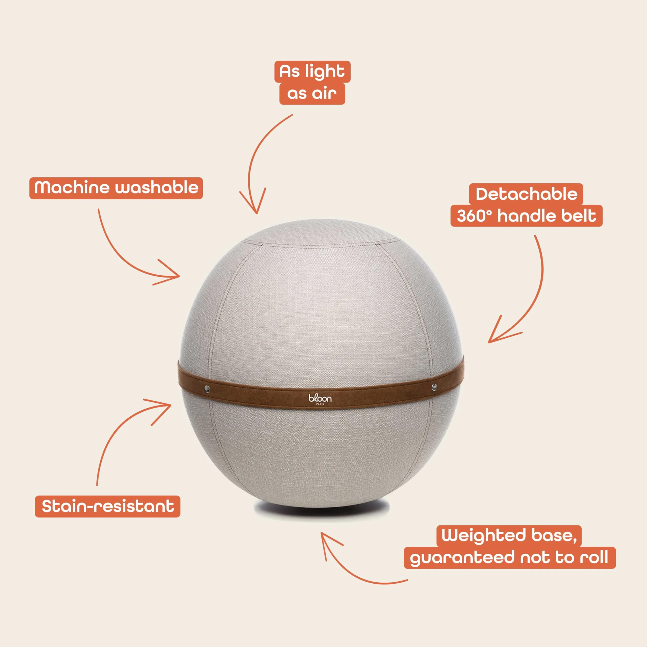 Bloon Paris ORIGINAL Design Sitzball L Taupe P55_106